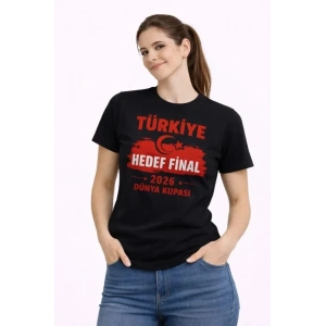 TÜRKİYE Baskılı Tişört Ay Yıldız 2026 Dünya Kupası Taraftar Forma T-Shirt - Siyah