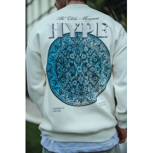 Üç İplik Bisiklet Yaka Baskılı SweatShirt - Beyaz