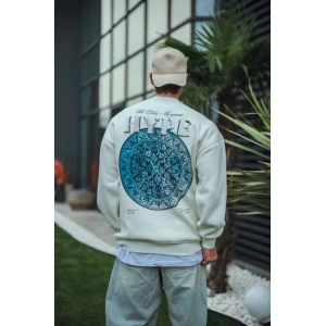 Üç İplik Bisiklet Yaka Baskılı SweatShirt - Beyaz