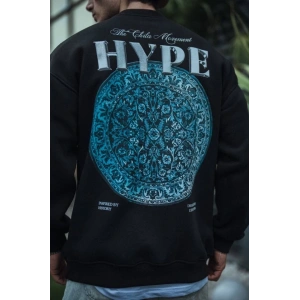 Üç İplik Bisiklet Yaka Baskılı SweatShirt - Siyah