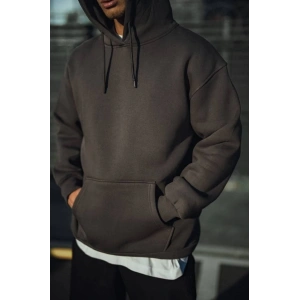 Üç İplik Penye Kapşonlu Basic SweatShirt - Antrasit
