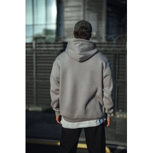 Üç İplik Penye Kapşonlu Basic SweatShirt - Boyalı Gri
