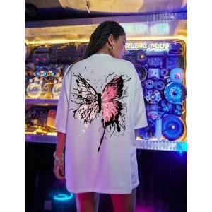 Unisex Baskılı Oversize T-Shirt - Beyaz
