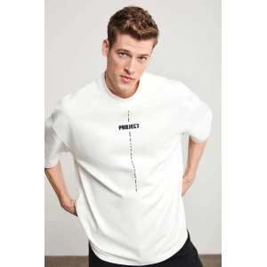 Unisex Baskılı Oversize T-Shirt - Beyaz