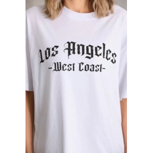 Unisex Baskılı Oversize T-Shirt - Beyaz