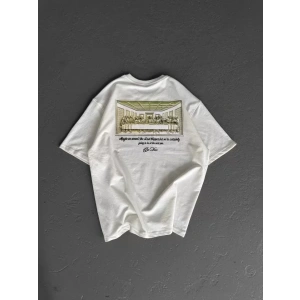 Unisex Baskılı Oversize T-Shirt - Beyaz