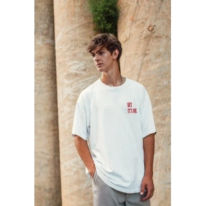 Unisex Baskılı Oversize T-Shirt - Beyaz