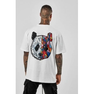 Unisex Baskılı Oversize T-Shirt - Beyaz