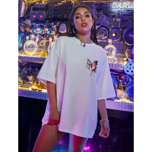 Unisex Baskılı Oversize T-Shirt - Beyaz