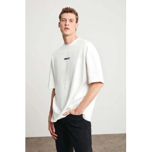 Unisex Baskılı Oversize T-Shirt - Beyaz