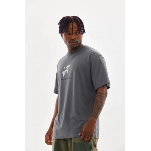 Unisex Baskılı Oversize T-Shirt - Füme