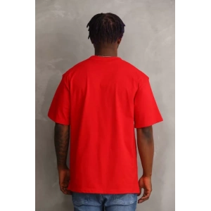Unisex Baskılı Oversize T-Shirt - Kırmızı