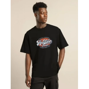 Unisex Baskılı Oversize T-Shirt - Siyah