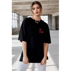 Unisex Baskılı Oversize T-Shirt - Siyah