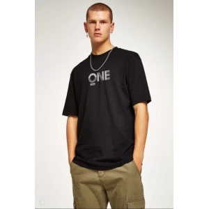 Unisex Baskılı Oversize T-Shirt - Siyah