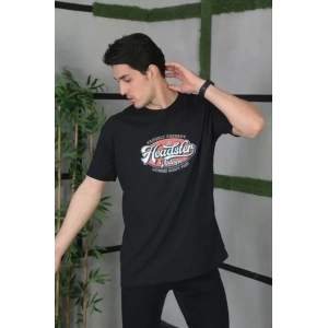 Unisex Baskılı Oversize T-Shirt - Siyah