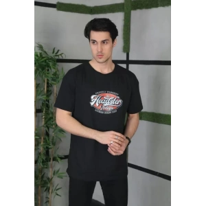 Unisex Baskılı Oversize T-Shirt - Siyah