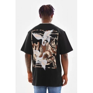 Unisex Baskılı Oversize T-Shirt - Siyah