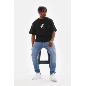 Unisex Baskılı Oversize T-Shirt - Siyah