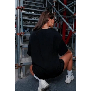Unisex Baskılı Oversize T-Shirt - Siyah