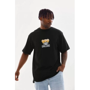 Unisex Baskılı Oversize T-Shirt - Siyah