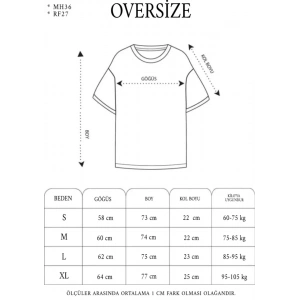 Unisex Bisiklet Yaka Baskılı Double Oversize T-Shirt - Beyaz
