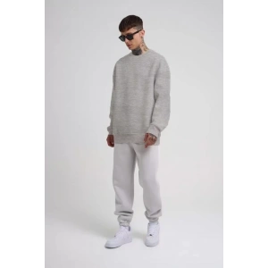 Unisex Biskilet Yaka Üç İplik SweatShirt - Gri