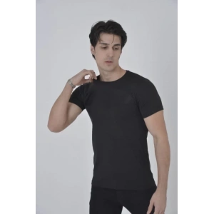 Unisex Göğüs File Aksesuarlı T-shirt - Siyah