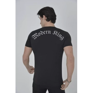 Unisex Göğüs File Aksesuarlı T-shirt - Siyah