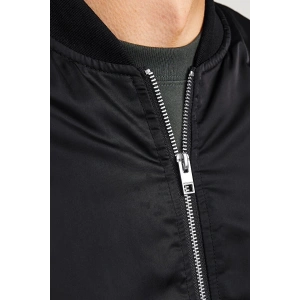 Unisex İçi Astarlı Düz Bomber Ceket - Siyah