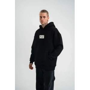 Unisex Kapşonlu Uzun Kol Patchli Nakışlı SweatShirt - Siyah