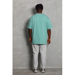 Unisex Oversize Düz Bisiklet Yaka T-Shirt - Mint Yeşili