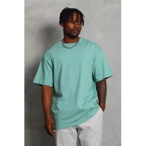 Unisex Oversize Düz Bisiklet Yaka T-Shirt - Mint Yeşili
