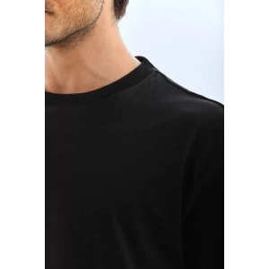 Unisex Oversize Düz Bisiklet Yaka T-Shirt - Siyah
