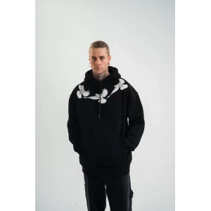 Unisex Uzun Kol Bisiklet Yaka Yıkamalı SweatShirt - Siyah
