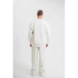 Uzun Kol Bisiklet Yaka Basic SweatShirt - Beyaz