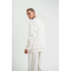 Uzun Kol Bisiklet Yaka Basic SweatShirt - Beyaz