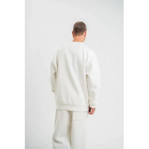 Uzun Kol Bisiklet Yaka Basic SweatShirt - Beyaz