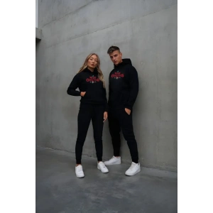 Yılbaşı Merry Christmas Baskılı Oversize Kapüşonlu Sweatshirt Hoodie - Siyah