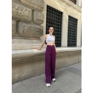 Yüksek Bel Palazzo Metal DüğmePantolon