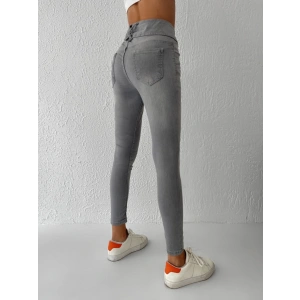 Yüksel Bel Likralı Kot Pantolon (Gri)