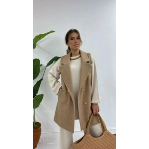 Zarif Camel Bej Kruvaze Yelek – Soft Tonlarda Premium Stil - Camel