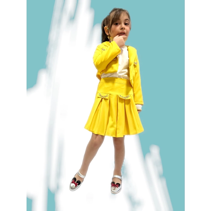 Melody Sarı Zincir Detaylı Kız Çocuk Takım