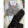 Ekose Yelek Dört Parça Erkek Çocuk Takım Elbise