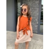Melody Kiremit Renk Kız Çocuk Etekli Takım