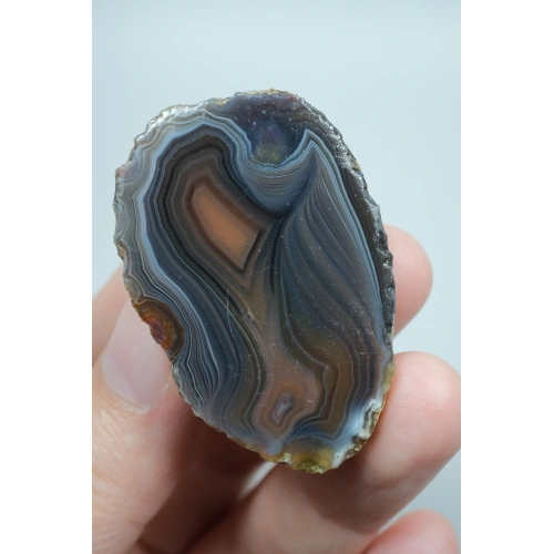Par de Ágatas del Mar Negro con Franjas Gris Carbón y Azul Pizarra