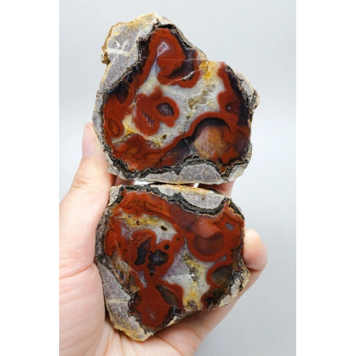 Fiery Crimson Red Banded Black Sea Agate, 300g