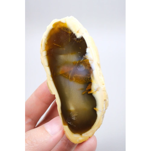 Bal Dendritik Opal Dilimi - Kehribar Sarısı Anadolu Opal Numune, 92g