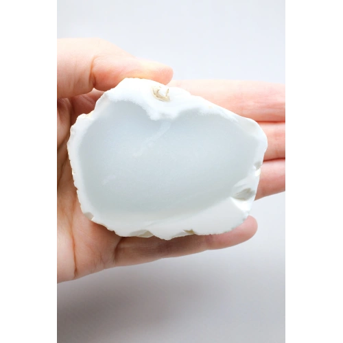 Ice Blue Opal Slice – Translucent Sky Blue Core with Milky White Porcelain Frame, 140g
