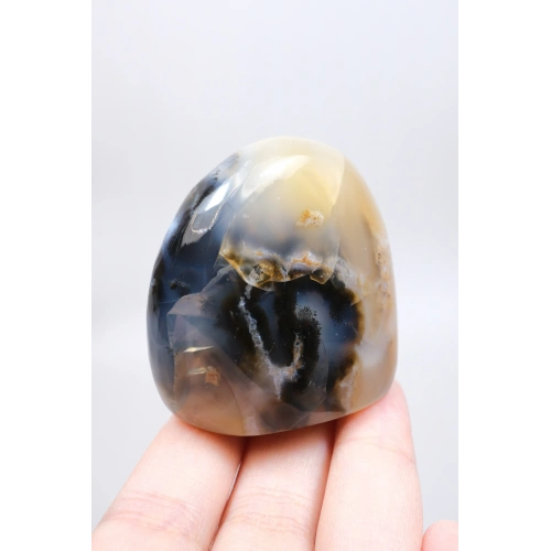 Merlinit Doğal Şekil | Cilalanmış Dendritik Opal Şaman Taşı | Büyü ve İkiliğin Taşı | Doğal Dendrit Kristali
